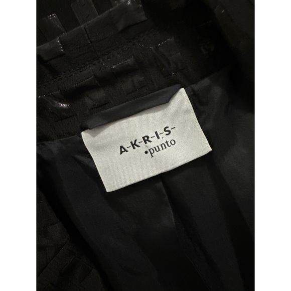 Akris Punto Black Metallic Print Blazer Jacket Size 6 - Picture 4 of 6